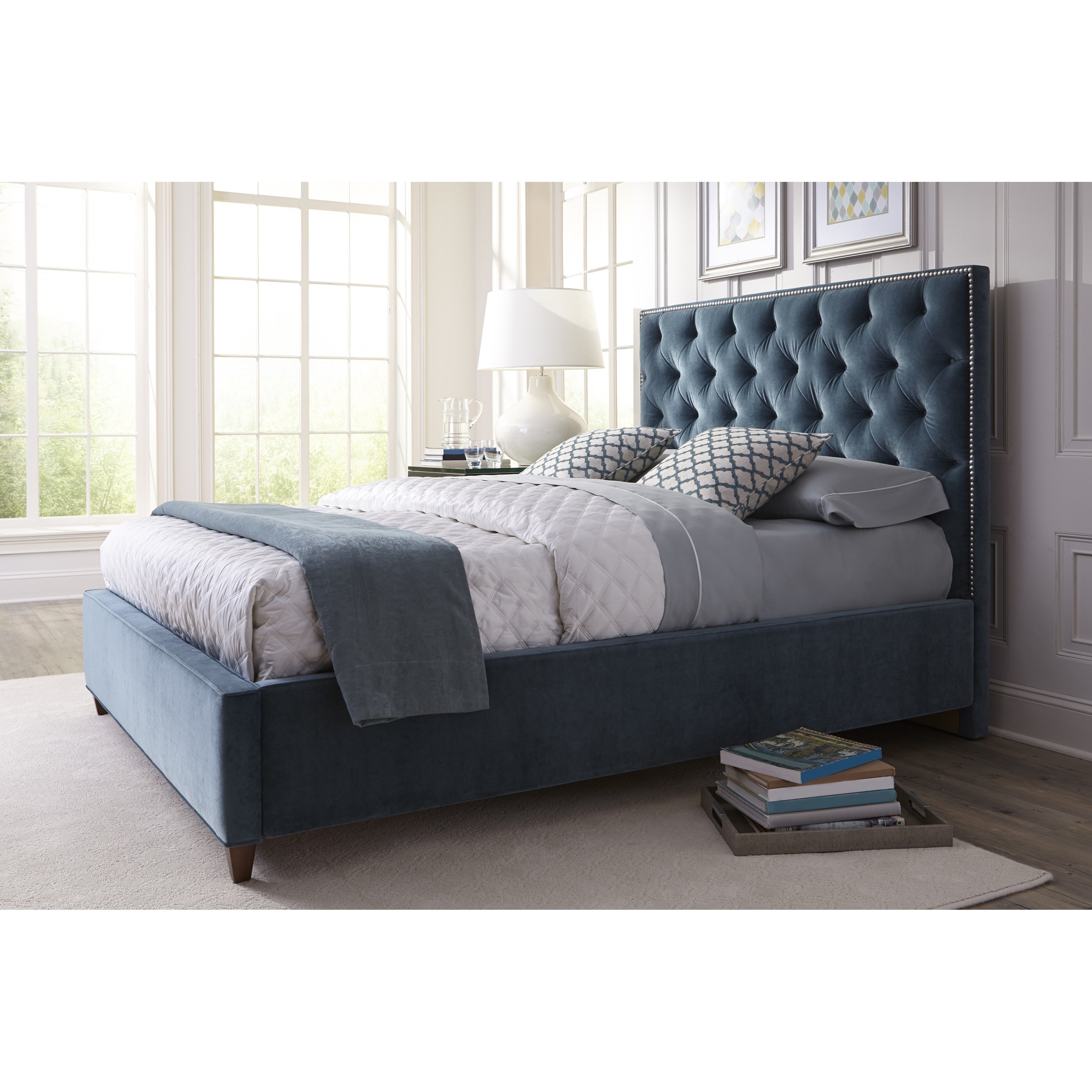 Rowe My Style Beds Hamilton 60'' King Upholstered Bed with Button Tufting Belfort Furniture